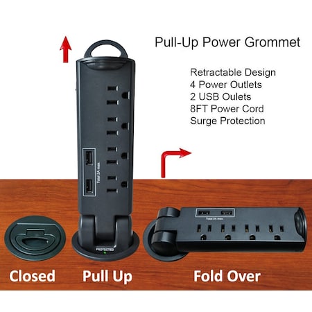 Electriduct Outlet Tap, Surge, USB, 5-15R, 5-15P, 8 ft. PDC-SW-4P-2U